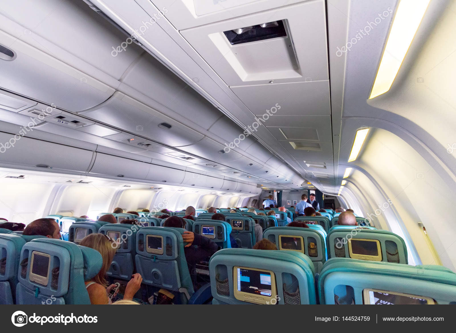 depositphotos 144524759 stock photo interior of boeing 767 during