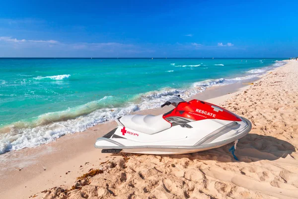 Lifeguard jet ski on the beach of Playacar — Stock Photo, Image