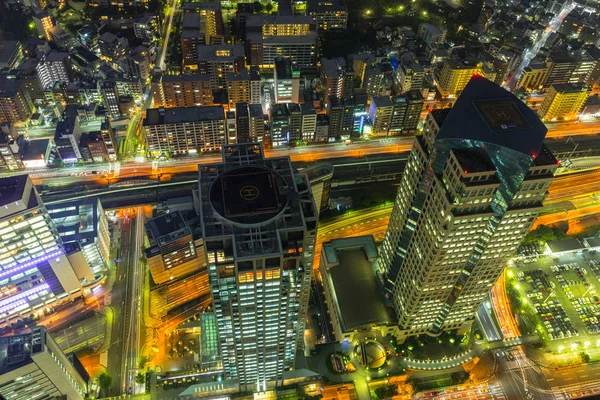 Vue aérienne de Yokohama la nuit — Photo