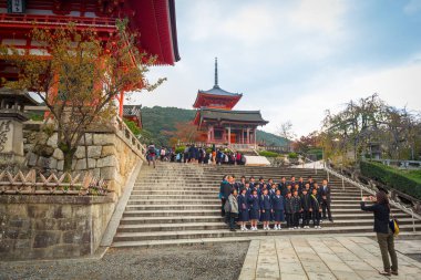 Kyoto, Japonya Kiyomizu-Dera Budist tapınağı mimarisi