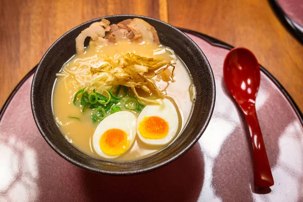 Japanese ramen soup with eggs — Stock Photo, Image