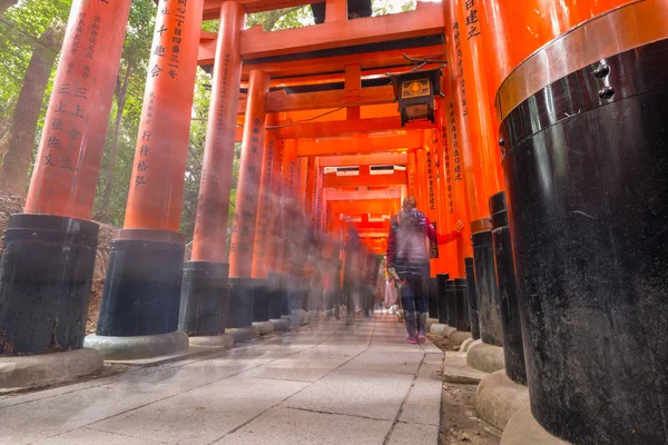 Migliaia di porte torii nel Santuario di Fushimi Inari Taisha, Kyoto — Foto Stock