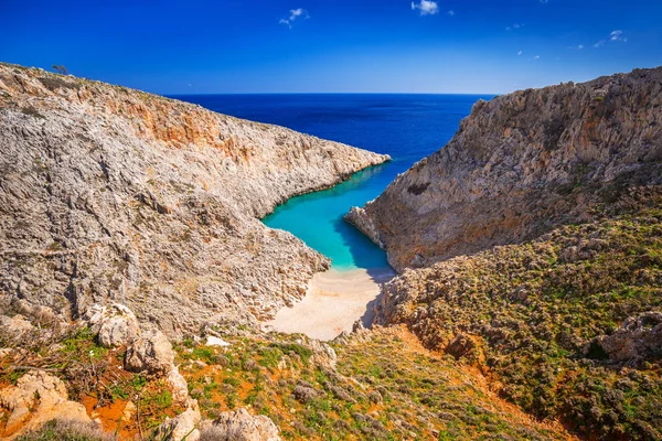 Úžasné Seitan limania beach na Krétě — Stock fotografie