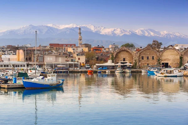 Old Venetian port of Chania at dawn, Crete — Stock Photo, Image
