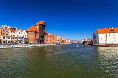 Motlawa River Gdansk tarihi liman vinç