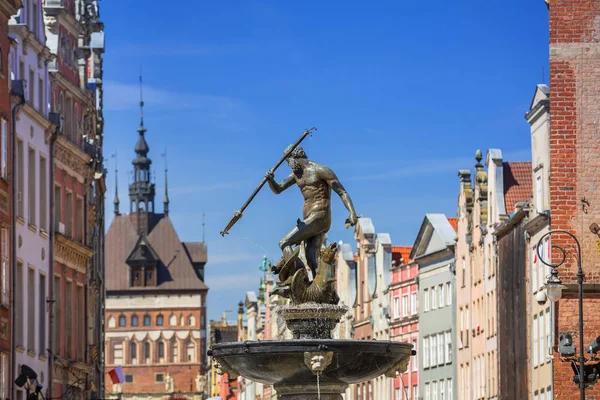 Fontána Neptun ve starém městě Gdaňsku — Stock fotografie
