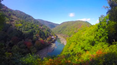 Arashiyama Timelapse bakış ve Hozu Nehri, Japonya