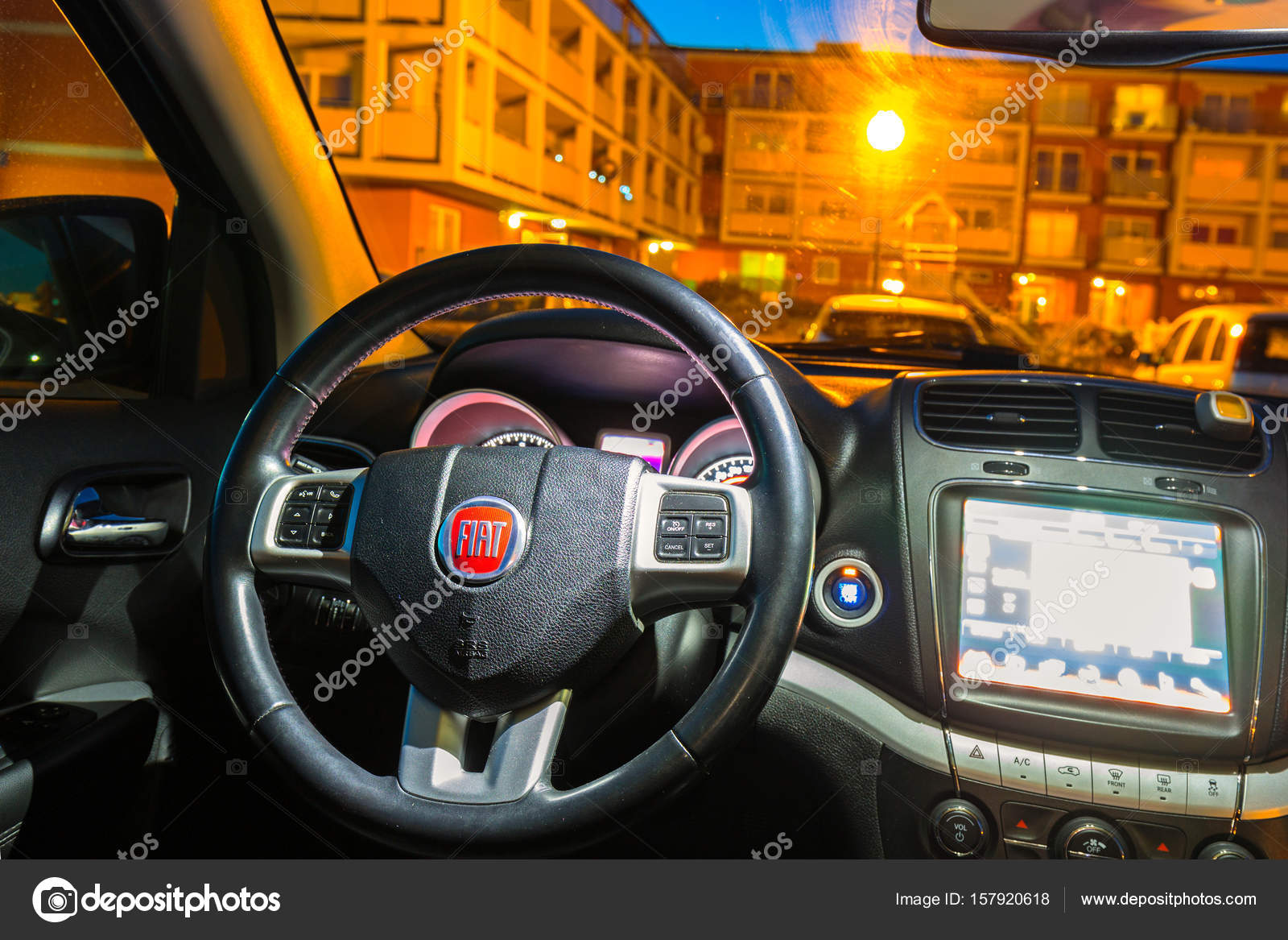 Interior Of Fiat Freemont Suv Car Stock Editorial Photo