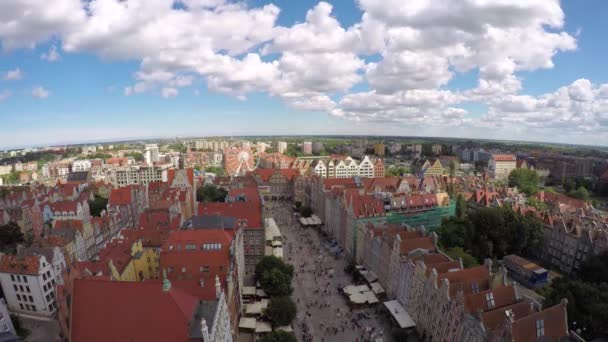 Aerial view of the old town in timelapse, Gdansk — Stock Video