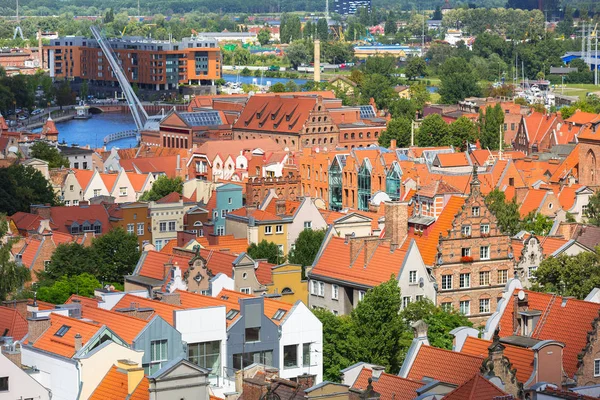 Aerial view of the old town in Gdansk — Stock Photo, Image