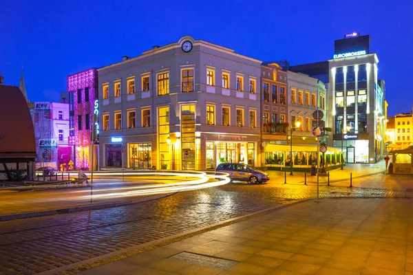 Architecture of Bydgoszcz city at night, Poland — Stock Photo, Image