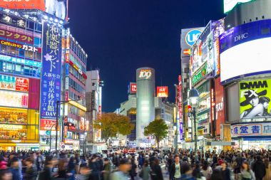 Tokyo Shibuya kapış geçerken geceleri, Japonya