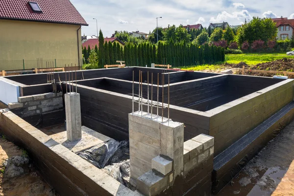 Concrete foundation of a house — Stock Photo, Image