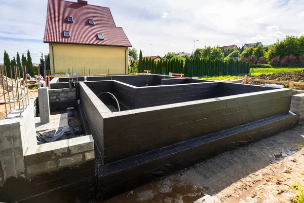 Fondation en béton d'une maison — Photo