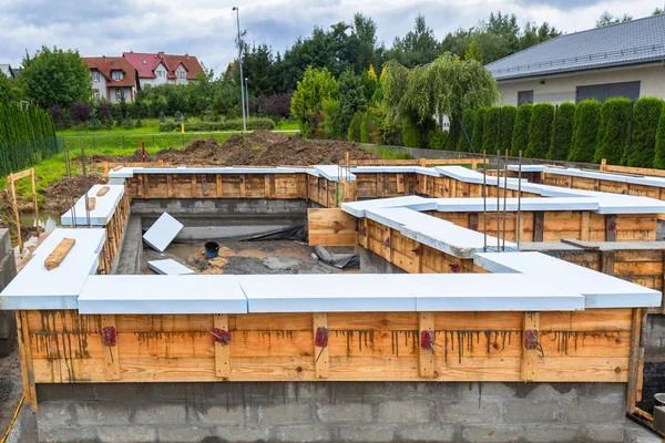 La fundación concreta de la casa — Foto de Stock