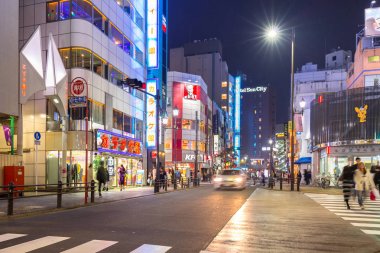 Cityscape gece, Japonya Tokyo Ikebukuro bölgesinin