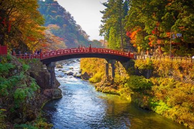 Shinkyo köprü sonbahar sırasında Japonya