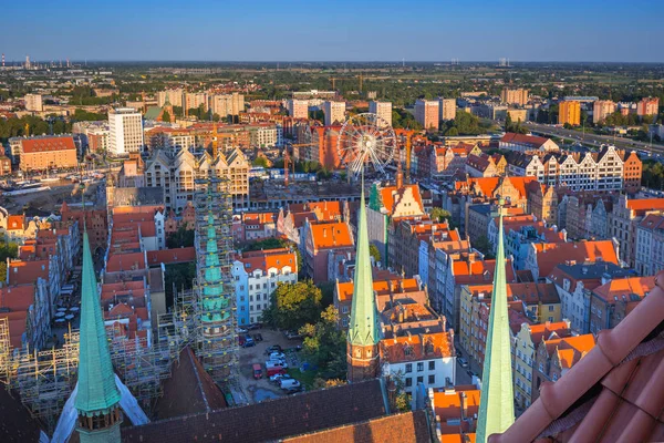 A légi felvétel a Gdansk, a régi város — Stock Fotó