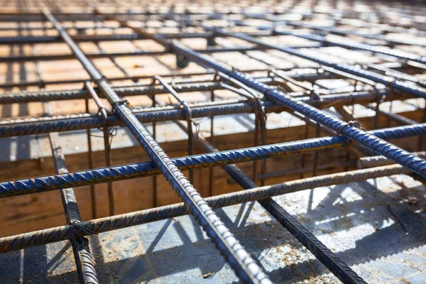 Steel reinforcement for the concrete floor — Stock Photo, Image