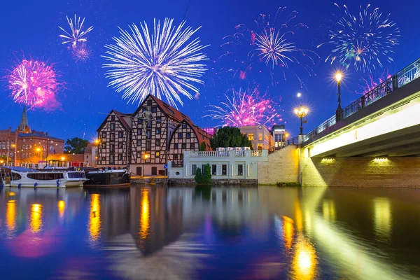 Новогодний фейерверк в Быдгоще, Польша — стоковое фото