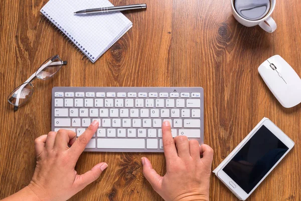 Lieu Travail Moderne Avec Une Tasse Café — Photo