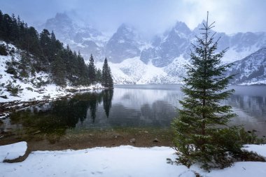 Güzel kış Tatra Dağları, Polonya Deniz gölde göz at