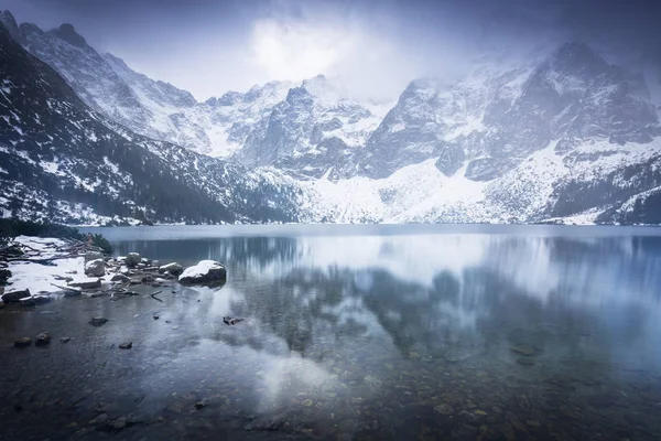 Prachtige Winter Oog Van Het Meer Van Zee Tatra Bergen — Stockfoto
