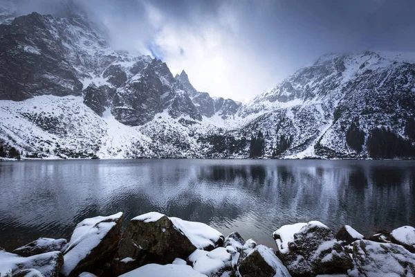 Belo Inverno Lago Eye Sea Montanhas Tatra Polônia — Fotografia de Stock