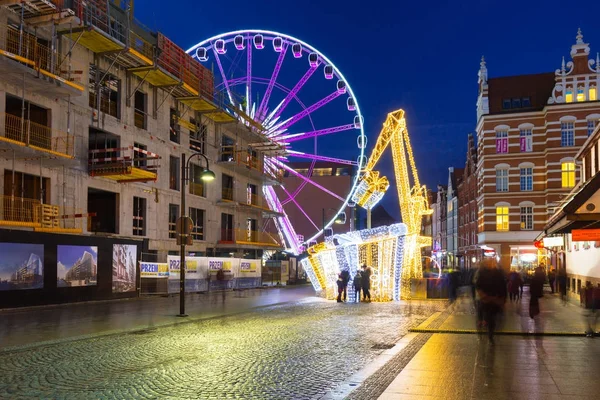 Gdaňsk Polsko Prosince 2017 Vánoční Ozdoby Ruské Kolo Starém Městě — Stock fotografie