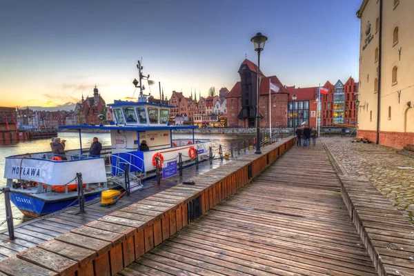 Gdansk Poland December 2017 Winter Sunset Motlawa River Marina Gdansk — Stock Photo, Image