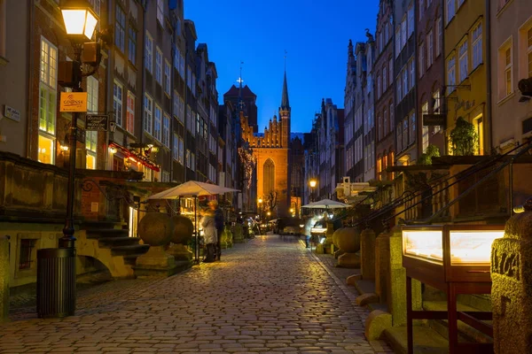 Gdaňsk Polsko Prosince 2017 Mariacka Street Starém Městě Gdaňsku Noci — Stock fotografie