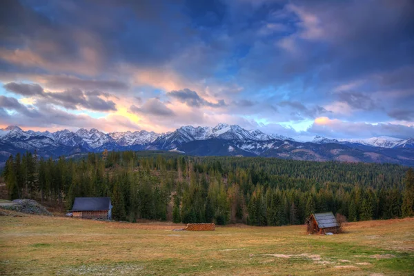 Mooie Zonsopgang Boven Tatra Gebergte Winter Polen — Stockfoto