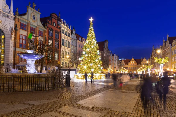 Bellissimo Albero Natale Nel Centro Storico Danzica Polonia — Foto Stock