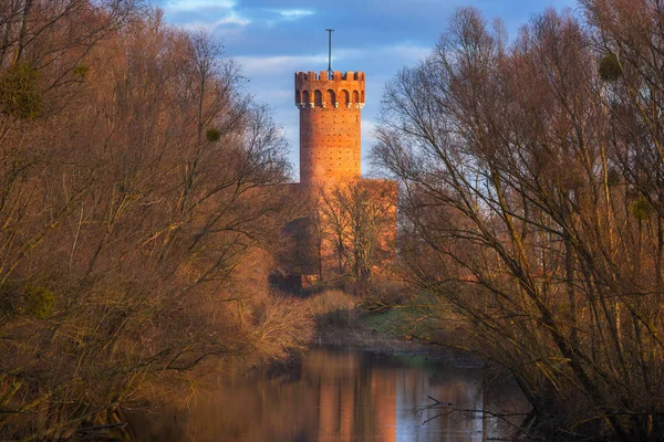 Medieval Teutonic Castle Swiecie Reflected Wda River Poland — Stock Photo, Image