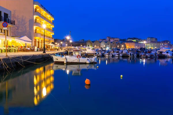 Starého Benátského Přístavu Chania Noci Kréta Řecko — Stock fotografie