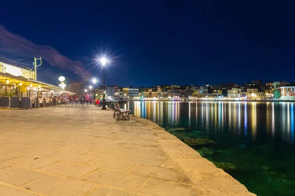 Città Vecchia Chania Notte Creta Grecia — Foto Stock