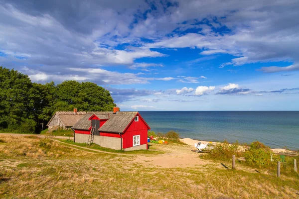 Rode Huisje Huis Het Strand Van Oostzee Zweden — Stockfoto