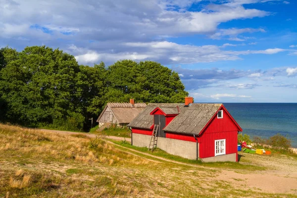 Rode Huisje Huis Het Strand Van Oostzee Zweden — Stockfoto