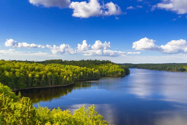 Paisagem Lago Idílico Hora Verão Suécia — Fotografia de Stock