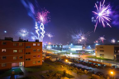 Pruszcz Gdanski, Polonya, yeni yıl arifesinde havai fişek