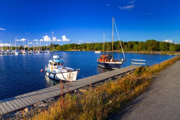 Mar Báltico Marina Con Yates Verano Suecia — Foto de Stock