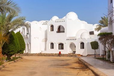 Hurghada Harbor geleneksel beyaz mısır mimarisi