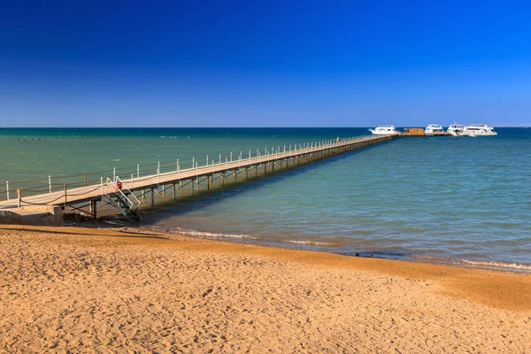 Houten Pier Aan Rode Zee Hurghada Egypte — Stockfoto