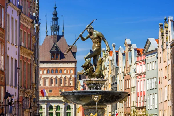 Fontána Neptun Starém Městě Gdaňsk Polsko — Stock fotografie