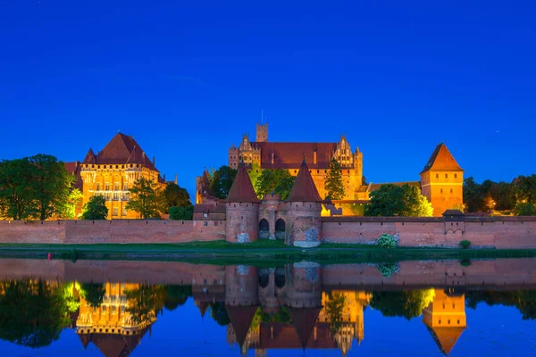 Castello Malbork Dell Ordine Teutonico Notte Polonia — Foto Stock