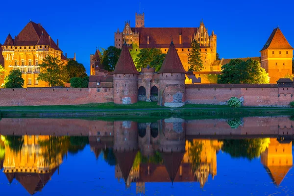 Château Malbork Ordre Teutonique Nuit Pologne — Photo