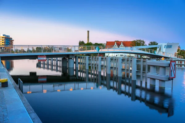 Catwalk Motlawa River Gdansk Dusk Poland — Stock Photo, Image