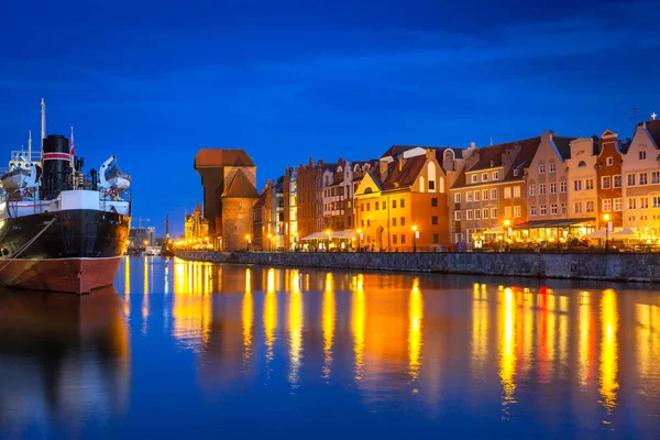Architecture Old Town Gdansk Motlawa River Night Poland — Stock Photo, Image