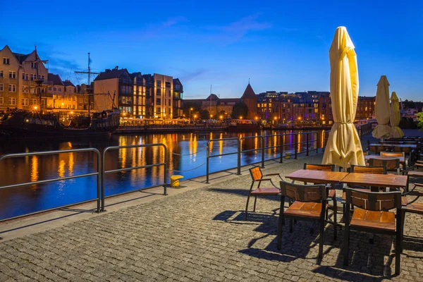 Arquitectura Del Casco Antiguo Gdansk Sobre Río Motlawa Atardecer Polonia — Foto de Stock