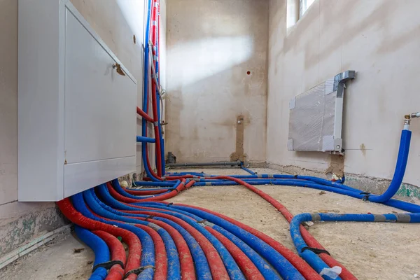 Water Pipes Central Heating System Boiler Room — Stock Photo, Image